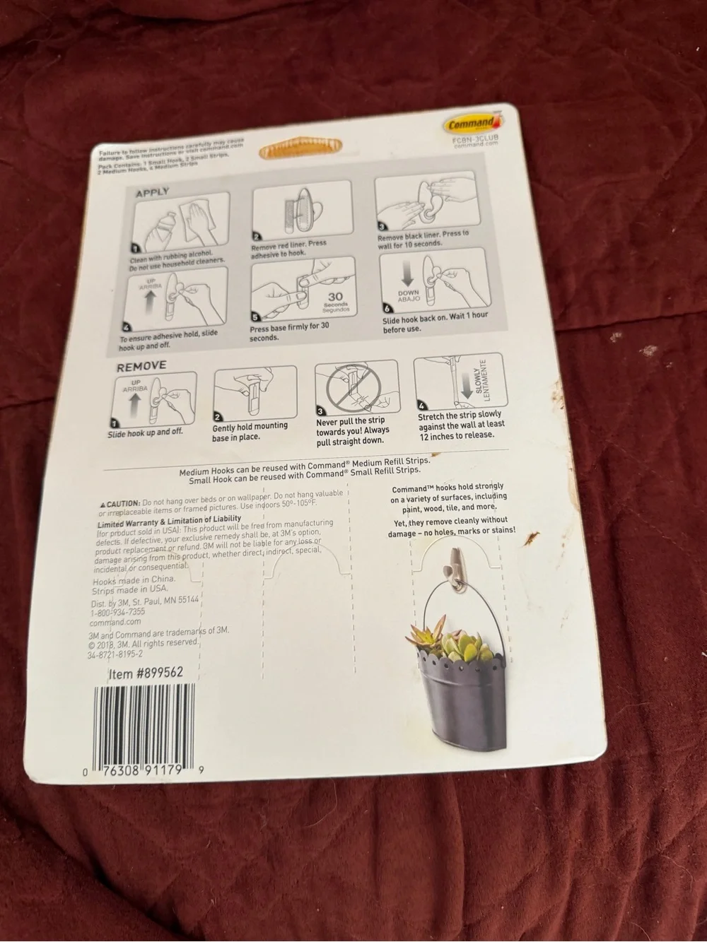 Commando Brushed Nickel Damage-Free Metal Hooks (3-Pack)